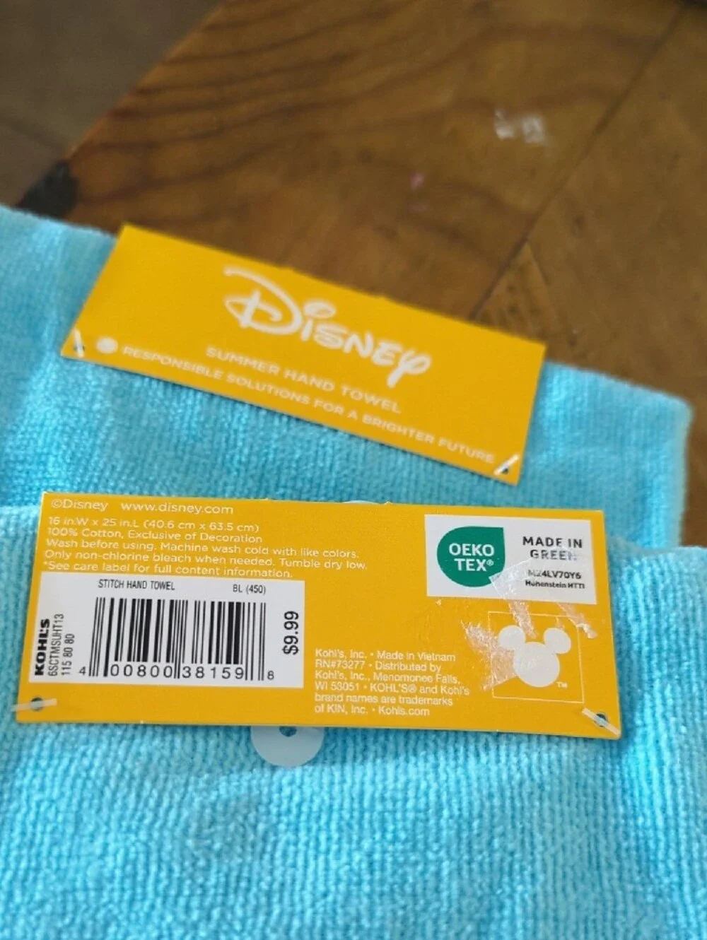 Disney Kids Blue Stitch Embroidered Hand Towel - Pack of 2